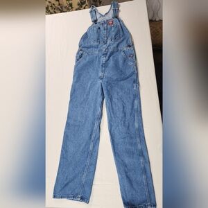 Dickies Overalls Mens 30x30 Blue Bib Denim Carpenter Hammer Loop EUC